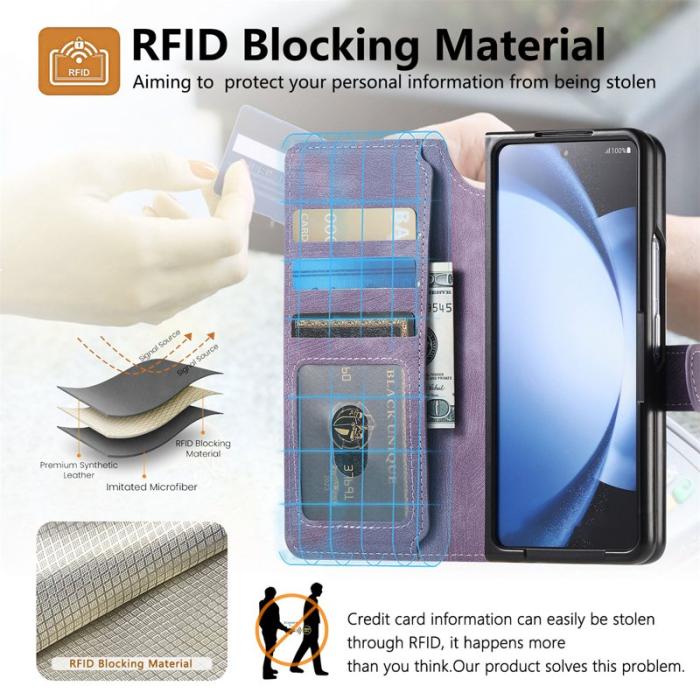CASENEO - CASENEO Samsung Galaxy Z Fold6 Fodral Äkta läder - Lila