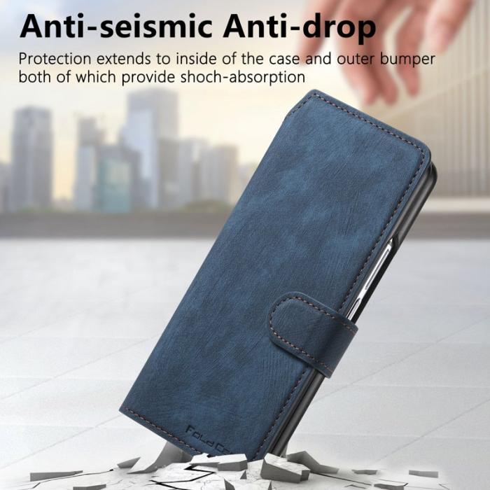CASENEO - CASENEO Samsung Galaxy Z Fold6 Fodral Äkta läder - Mörkblå
