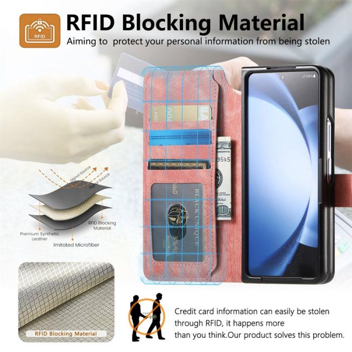 CASENEO - CASENEO Samsung Galaxy Z Fold6 Fodral Äkta läder - Rosa