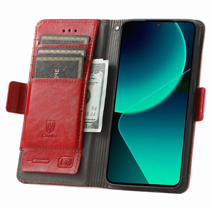 CASENEO - CASENEO Xiaomi 13T / 13T Pro Fodral Äkta läder - Röd