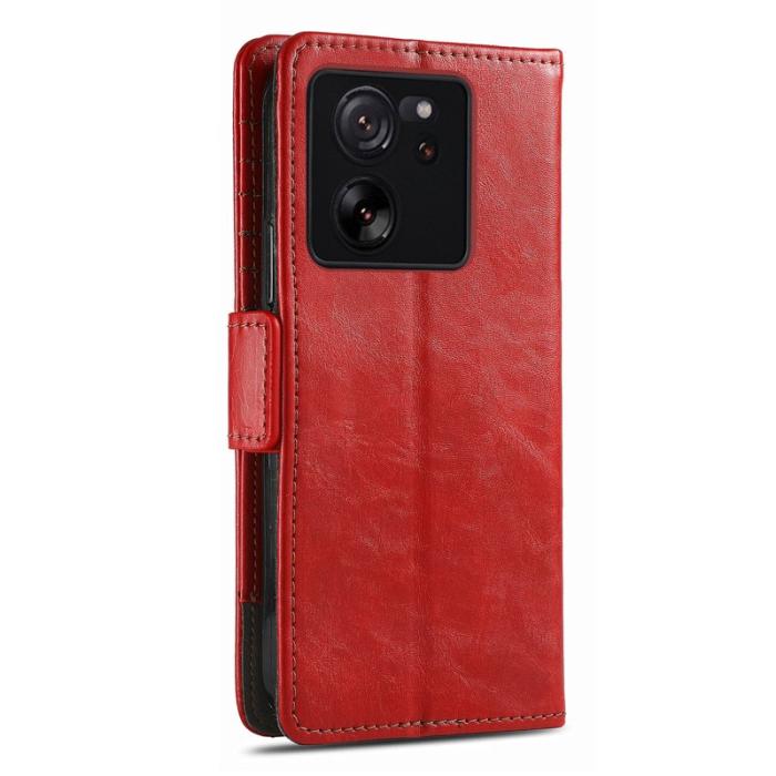 CASENEO - CASENEO Xiaomi 13T / 13T Pro Fodral Äkta läder - Röd