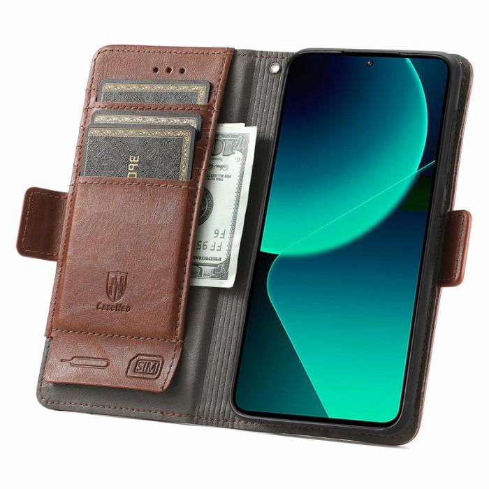 CASENEO - CASENEO Xiaomi 13T / 13T Pro Skal Äkta läder - Mörkbrun