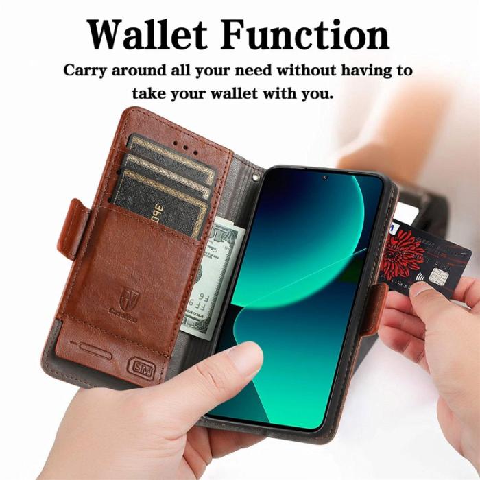 CASENEO - CASENEO Xiaomi 13T / 13T Pro Skal Äkta läder - Mörkbrun