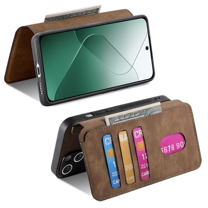 CASENEO - CASENEO Xiaomi 14 Plånboksfodral - Detachable Konstläder - Brun