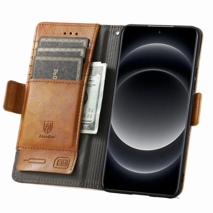 CASENEO - CASENEO Xiaomi 14 Ultra Skal PU Läder Fodral - Ljusbrun