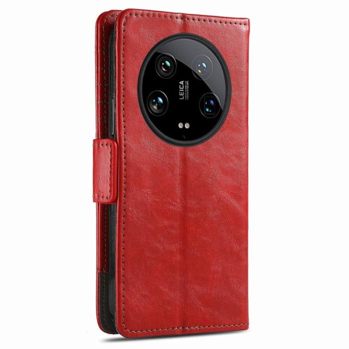 CASENEO - CASENEO Xiaomi 14 Ultra Skal PU Läder Fodral - Röd