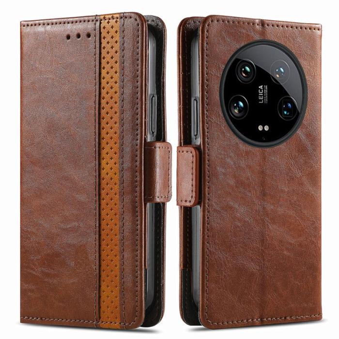 CASENEO - CASENEO Xiaomi 14 Ultra Skal PU Läder med RFID - Mörkbrun