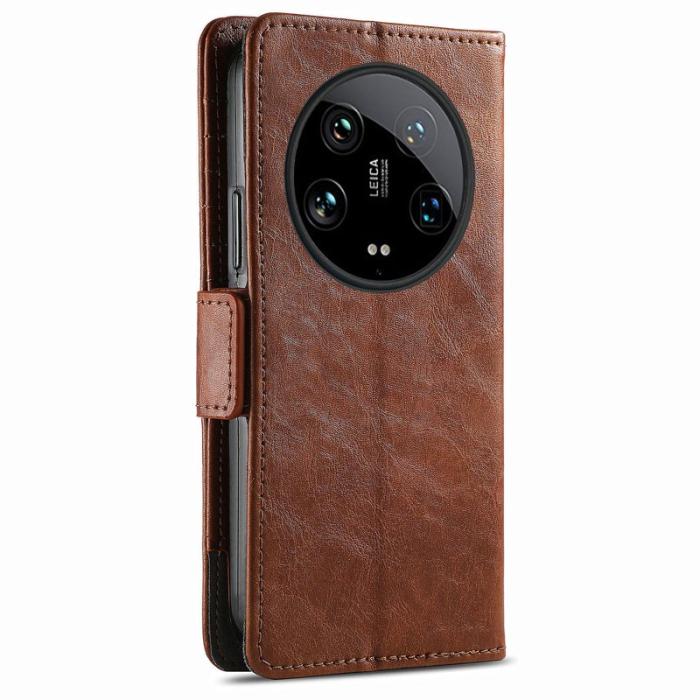 CASENEO - CASENEO Xiaomi 14 Ultra Skal PU Läder med RFID - Mörkbrun