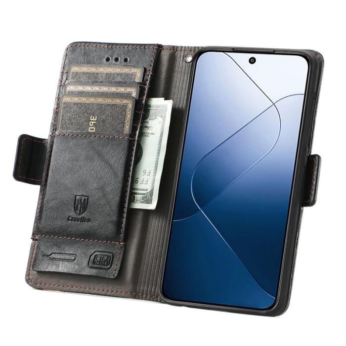 CASENEO - CASENEO Xiaomi 14T Skal PU Läder Fodral med RFID - Svart