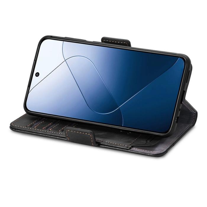 CASENEO - CASENEO Xiaomi 14T Skal PU Läder Fodral med RFID - Svart