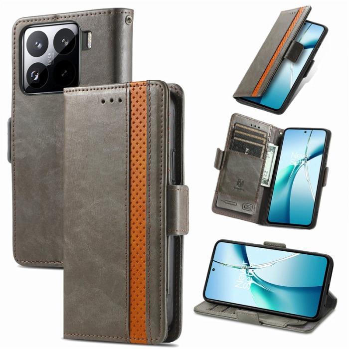 CASENEO - CASENEO Xiaomi 15 Skal PU Läder Fodral med RFID - Grå