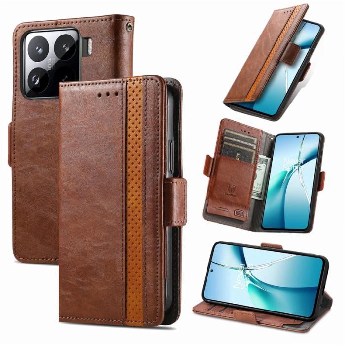 CASENEO - CASENEO Xiaomi 15 Skal PU Läder Fodral med RFID - Mörkbrun