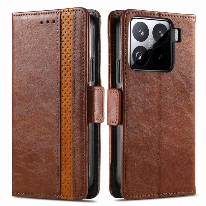 CASENEO - CASENEO Xiaomi 15 Skal PU Läder Fodral med RFID - Mörkbrun