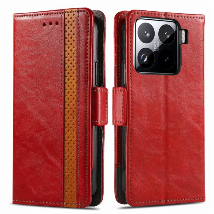 CASENEO - CASENEO Xiaomi 15 Skal PU Läder Fodral med RFID - Röd