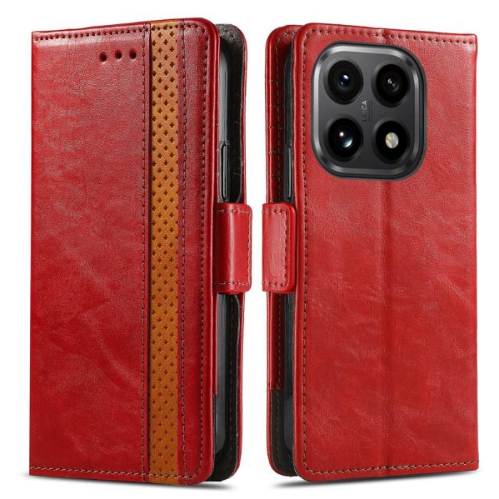 CASENEO - CASENEO Xiaomi 15T Skal PU Läder Fodral med RFID - Röd