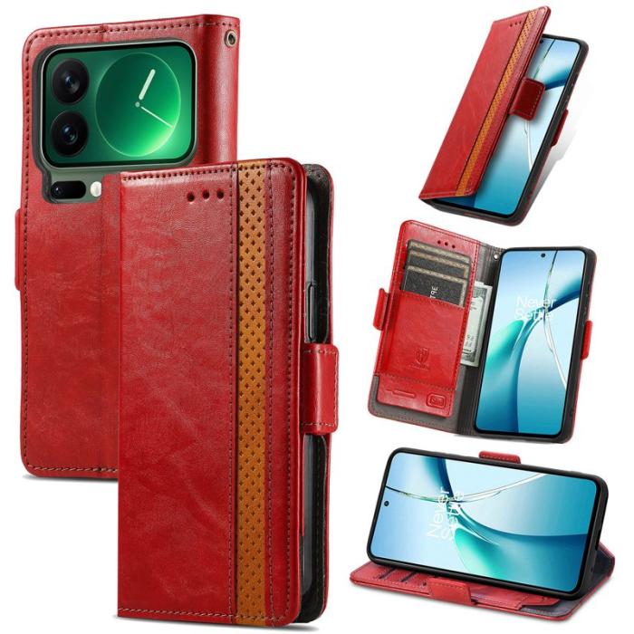 CASENEO - CASENEO Xiaomi 17 Pro Plånboksfodral Konstläder Ställ med RFID - Röd