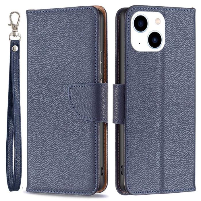 BINFEN COLOR - D.G Ming iPhone 14 Wallet Fodral Äkta läder - Mörkblå