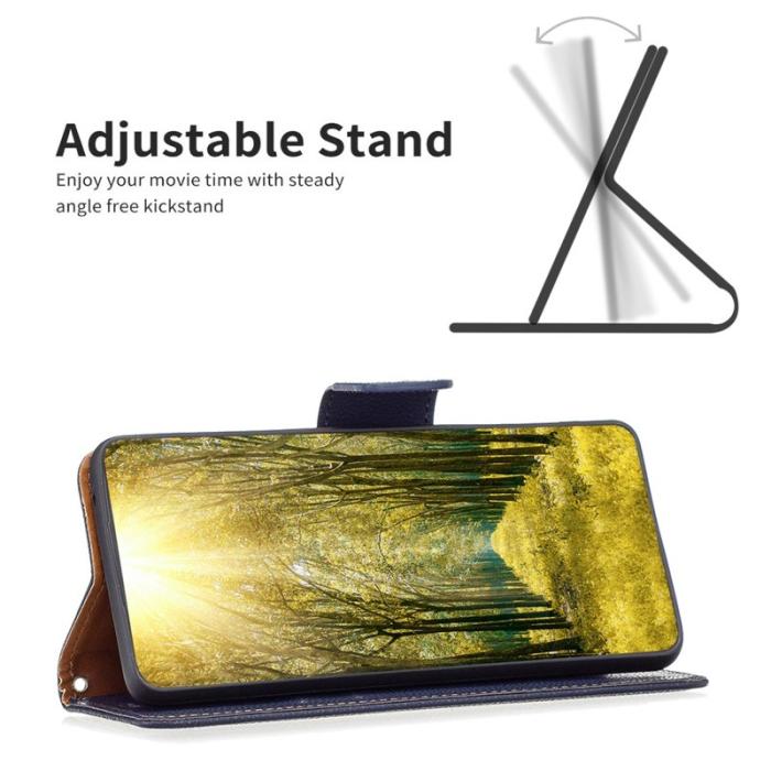 BINFEN COLOR - D.G Ming iPhone 14 Wallet Fodral Äkta läder - Mörkblå