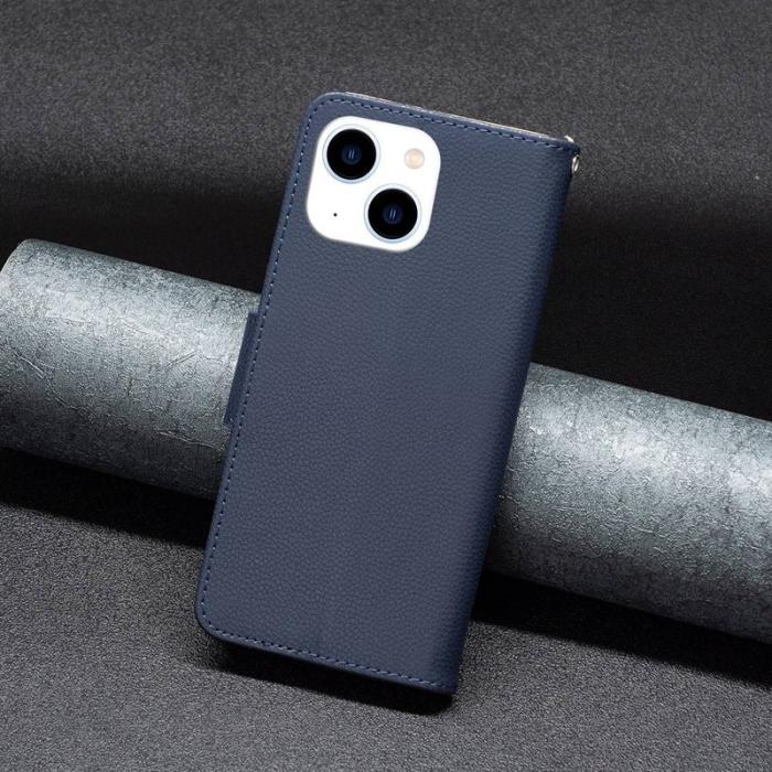 BINFEN COLOR - D.G Ming iPhone 14 Wallet Fodral Äkta läder - Mörkblå