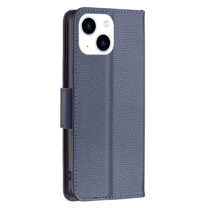BINFEN COLOR - D.G Ming iPhone 14 Wallet Fodral Äkta läder - Mörkblå