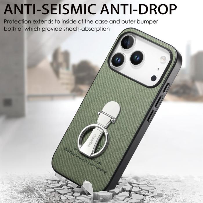 CASENEO - D.G Ming iPhone 17 Pro Fodral Fällbart Ställ Äkta Läder - Grön