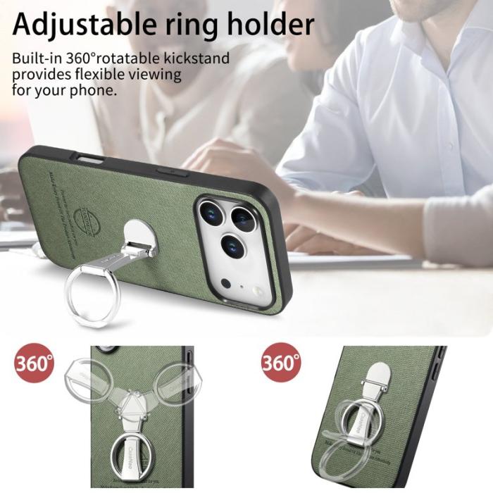 CASENEO - D.G Ming iPhone 17 Pro Fodral Fällbart Ställ Äkta Läder - Grön