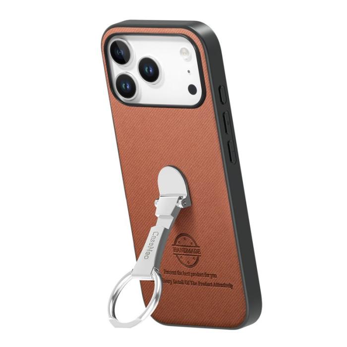 CASENEO - D.G Ming iPhone 17 Pro Fodral Kickstand Äkta läder - Brun