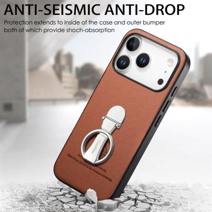 CASENEO - D.G Ming iPhone 17 Pro Fodral Kickstand Äkta läder - Brun