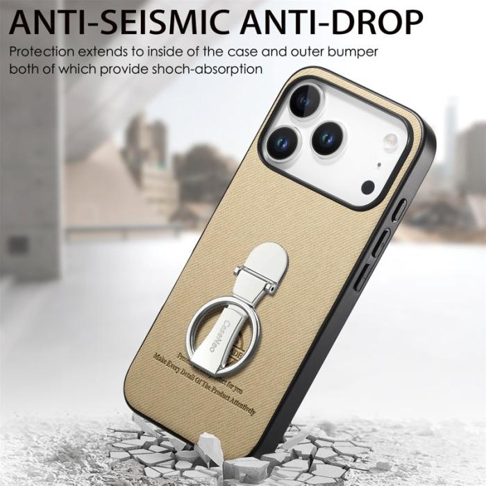 CASENEO - D.G Ming iPhone 17 Pro Fodral Kickstand Äkta läder - Khaki