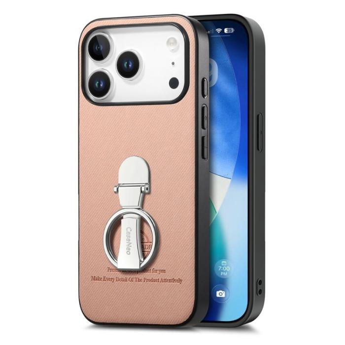 CASENEO - D.G Ming iPhone 17 Pro Fodral Kickstand Äkta läder - Rosa