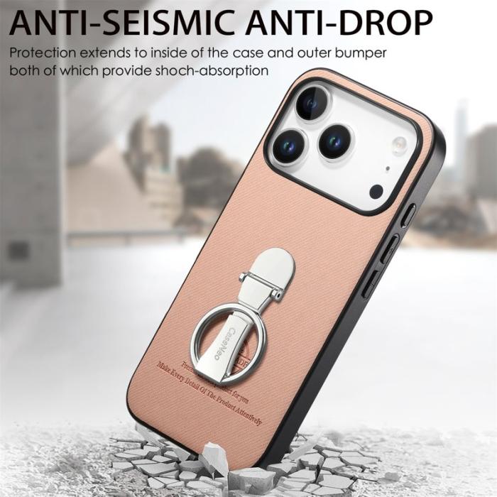 CASENEO - D.G Ming iPhone 17 Pro Fodral Kickstand Äkta läder - Rosa