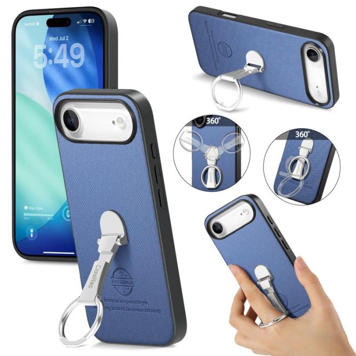 CASENEO - D.G Ming iPhone Air Fodral Fällbart Ställ Twill Konstläder - Blå
