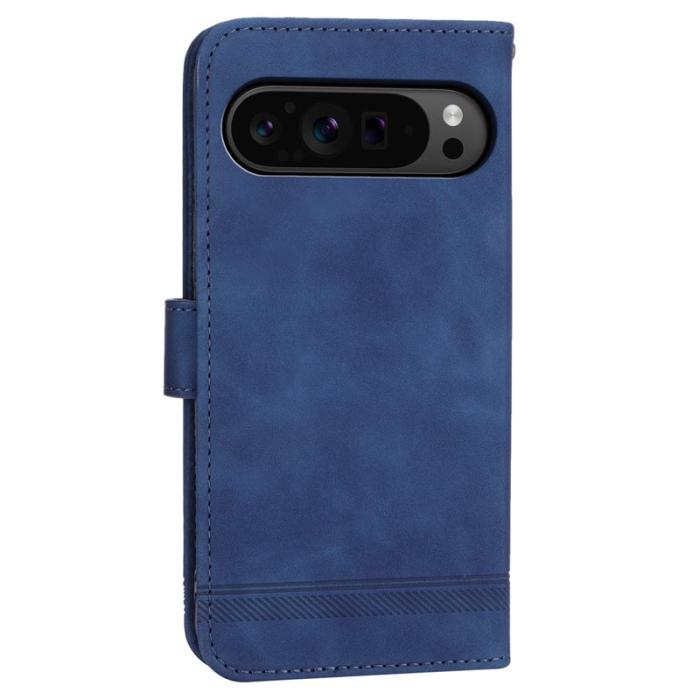 DIERFENG - DIERFENG DF-03 Flip Wallet Cover Google Pixel 9 Pro XL - Äkta läder - Blå