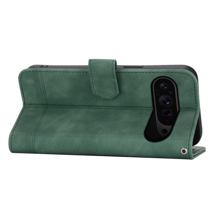 DIERFENG - DIERFENG DF-03 Flip Wallet Cover Google Pixel 9 Pro XL - Äkta läder - Grön