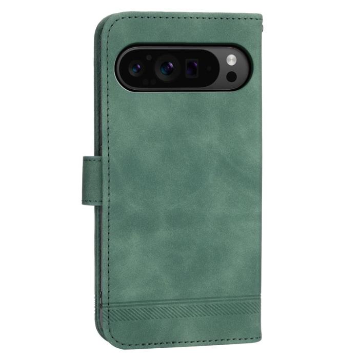 DIERFENG - DIERFENG DF-03 Flip Wallet Cover Google Pixel 9 Pro XL - Äkta läder - Grön
