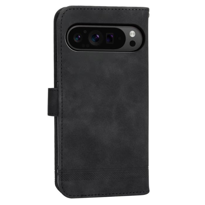 DIERFENG - DIERFENG DF-03 Flip Wallet Cover Google Pixel 9 Pro XL - Äkta läder - Svart