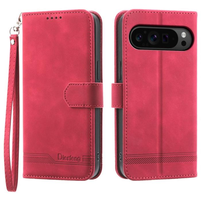 DIERFENG - DIERFENG DF-03 Flip Wallet Cover Google Pixel 9 Pro XL - Röd