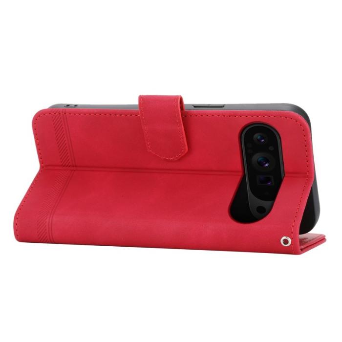 DIERFENG - DIERFENG DF-03 Flip Wallet Cover Google Pixel 9 Pro XL - Röd