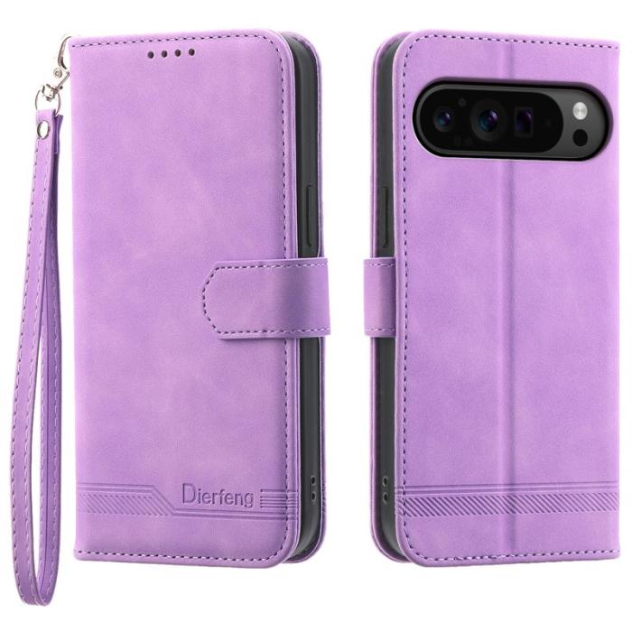 DIERFENG - DIERFENG DF-03 Flip Wallet Skal i Äkta läder - Lila