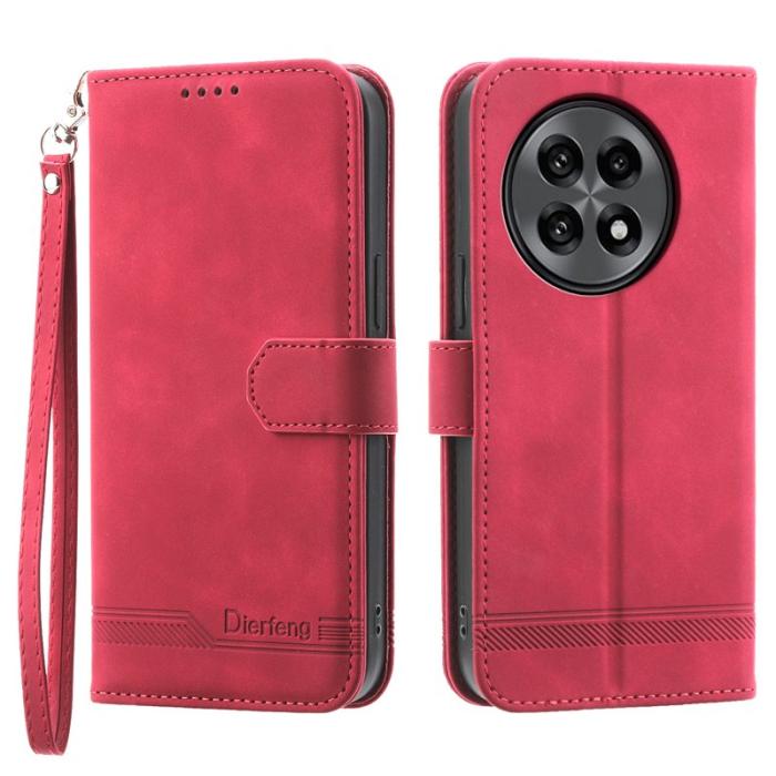 DIERFENG - DIERFENG DF-03 för OnePlus 13R 5G Fodral Äkta läder - Röd