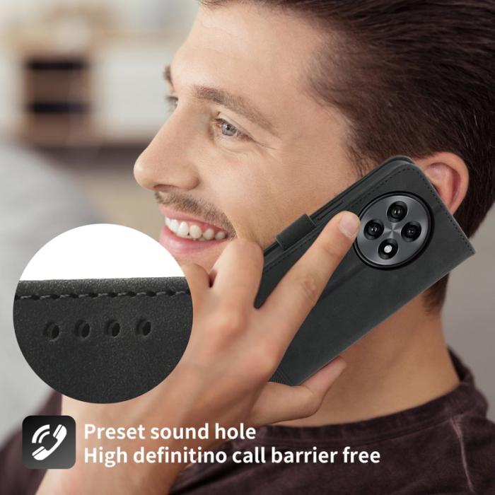 DIERFENG - DIERFENG DF-03 för OnePlus 13R 5G Fodral Äkta läder - Svart