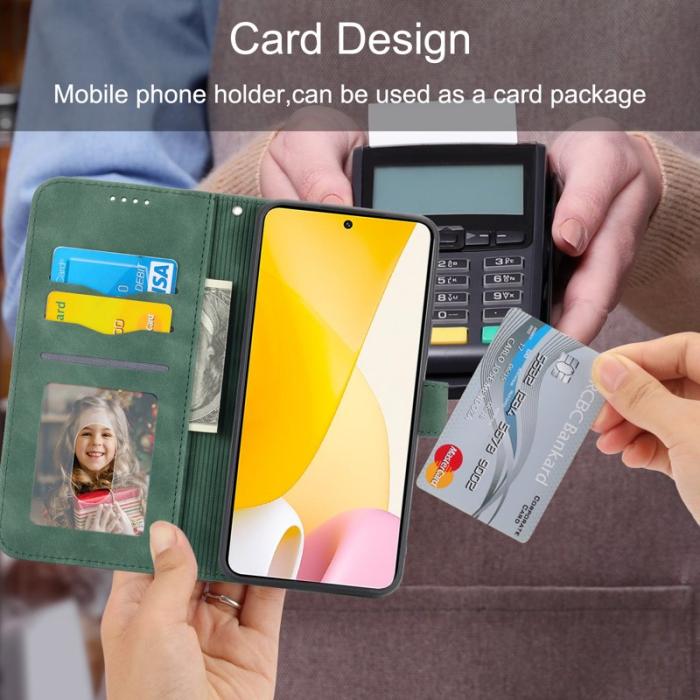 DIERFENG - DIERFENG DF-03 för Xiaomi 12 / 12X / 12S 5G PU läder fodral - Grön