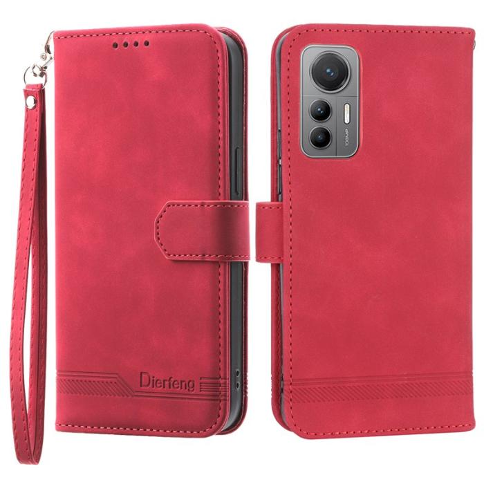 DIERFENG - DIERFENG DF-03 för Xiaomi 12/12X/12S 5G PU Läder Fodral - Röd