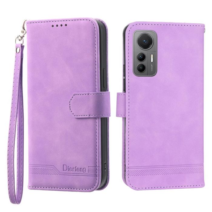 DIERFENG - DIERFENG DF-03 för Xiaomi 12 Pro 5G Fodral PU Läder - Lila