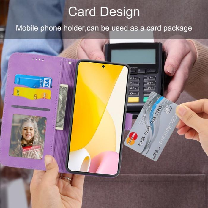 DIERFENG - DIERFENG DF-03 för Xiaomi 12 Pro 5G Fodral PU Läder - Lila