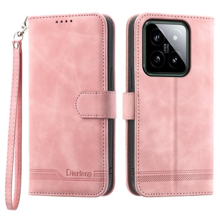 DIERFENG - DIERFENG DF-03 för Xiaomi 14 Fodral Äkta läder - Pink