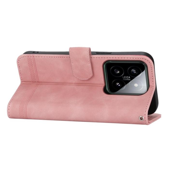 DIERFENG - DIERFENG DF-03 för Xiaomi 14 Fodral Äkta läder - Pink