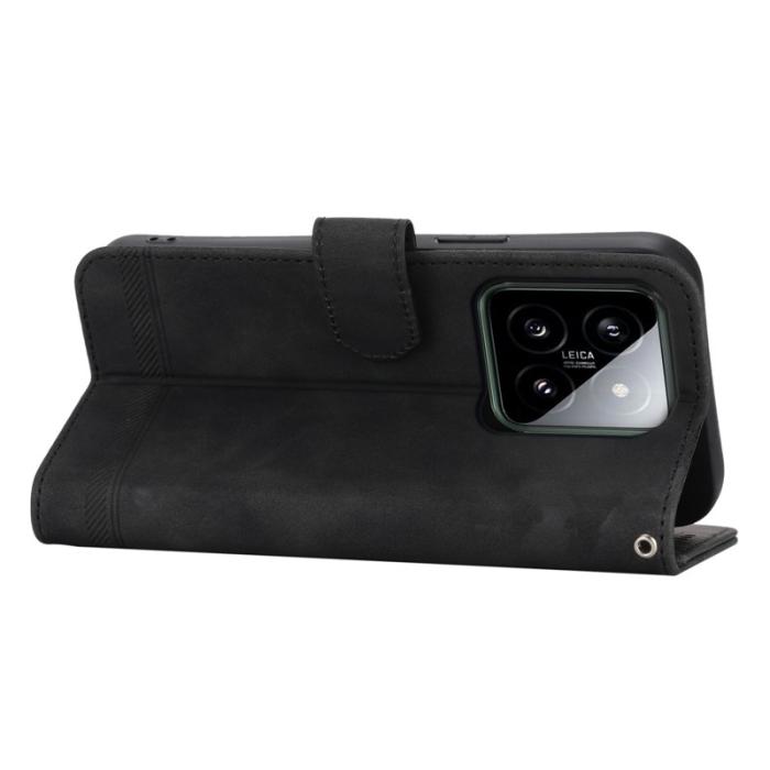 DIERFENG - DIERFENG DF-03 för Xiaomi 14 Fodral Äkta läder - Svart
