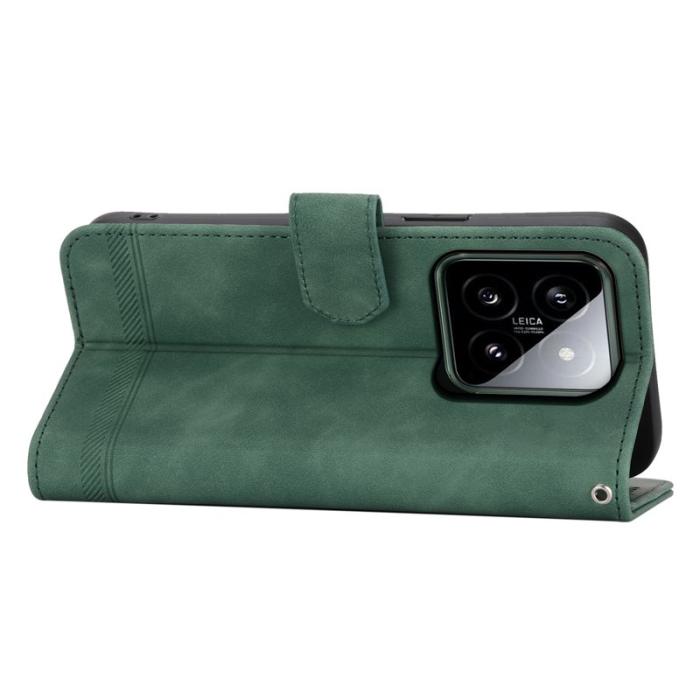 DIERFENG - DIERFENG DF-03 för Xiaomi 14 Fodral Imprinted Äkta läder - Grön