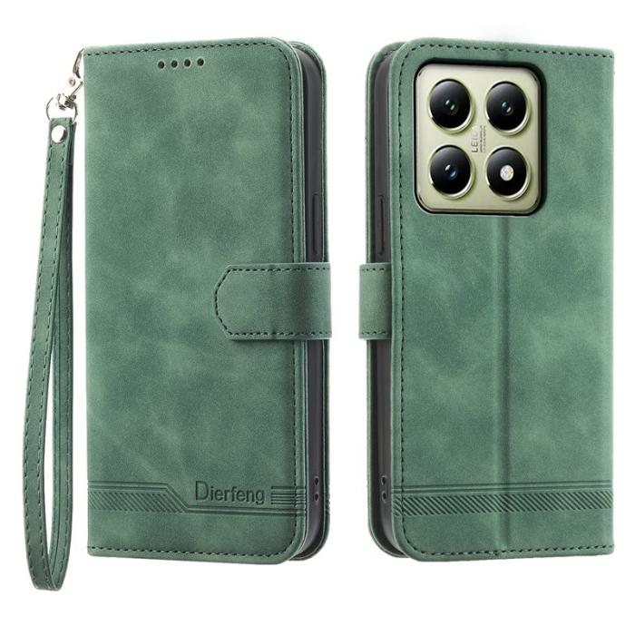 DIERFENG - DIERFENG DF-03 för Xiaomi 14T Fodral Äkta läder - Grön